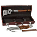 3 Piece Rosewood BBQ Set in Rosewood Finish Case